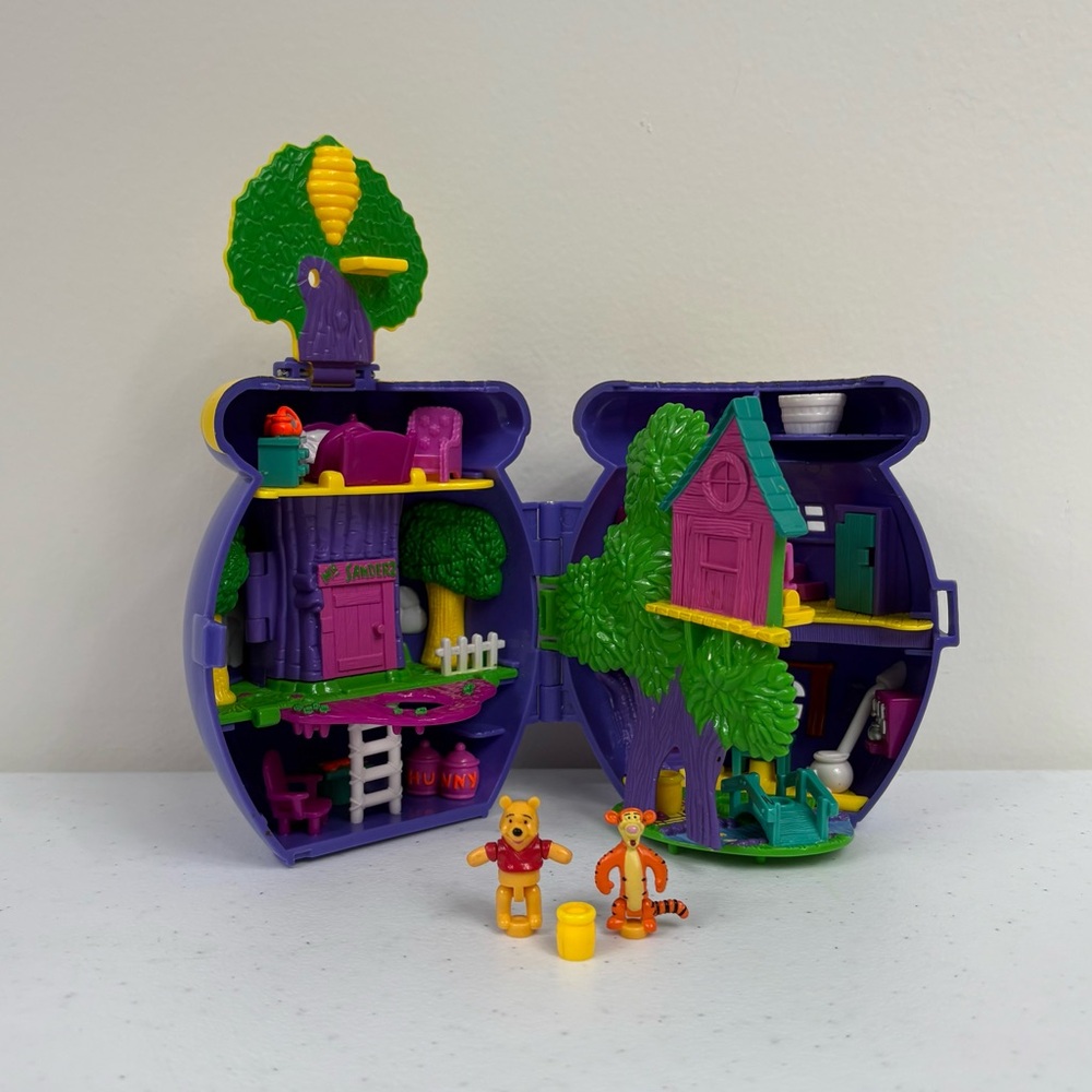 Vintage Bluebird Polly Pocket Winnie The Pooh Honey Pot w Figures Pooh & Tigger